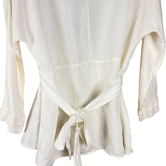 Zara White Long Wrap Blouse Size Medium Kimono - Picture 9 of 12